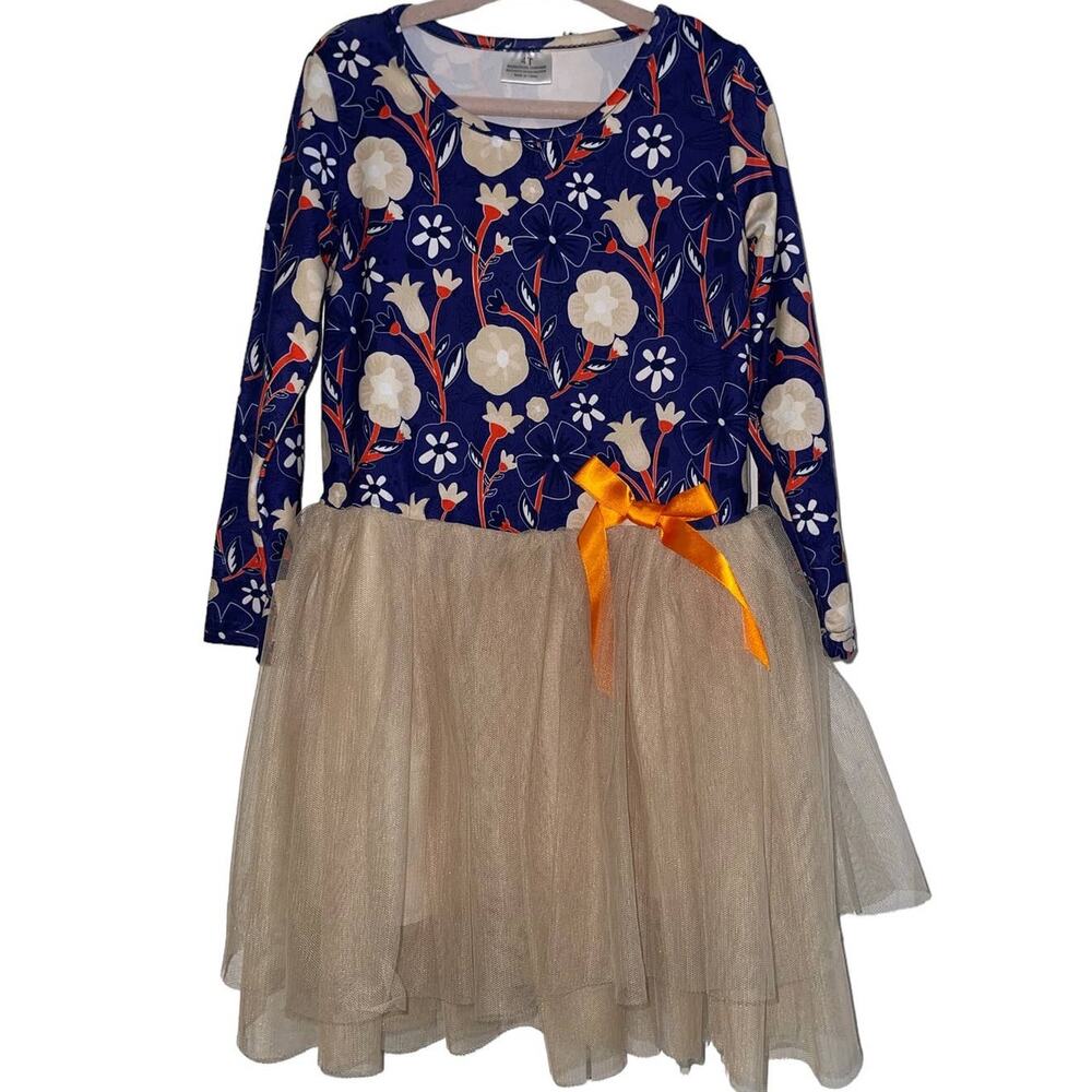 Girls Royal Blue Fall Tutu Dress - Size 4T